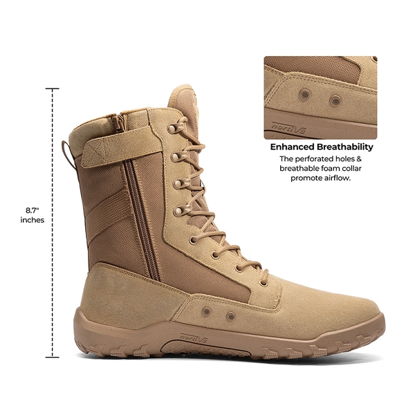 Men's Military & Tactical Wide Toe Leather Boots - COYOTE - 9