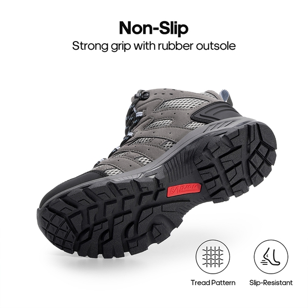 Women's Lightweight Waterproof Hiking Boots - DARK GREY-SUEDE - 3