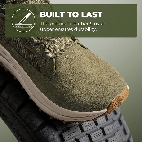 Men’s Leather Tactical Combat Boots - OLIVE - 7