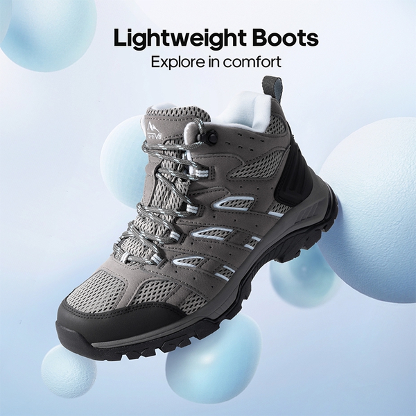 Women's Lightweight Waterproof Hiking Boots - DARK GREY-SUEDE - 1