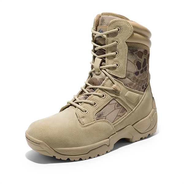 Men's Tactical Combat Work Boots【Wide Fit】 - CAMO/SAND -  0