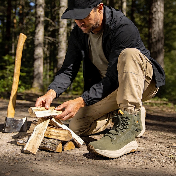Men’s Leather Tactical Combat Boots - OLIVE - 11