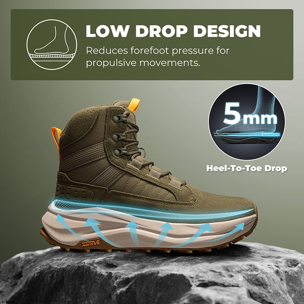 Men’s Leather Tactical Combat Boots - OLIVE - 5