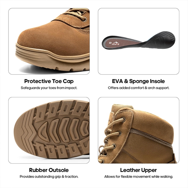 Men's Ankle-High Tactical Work Boots - COYOTE - 3