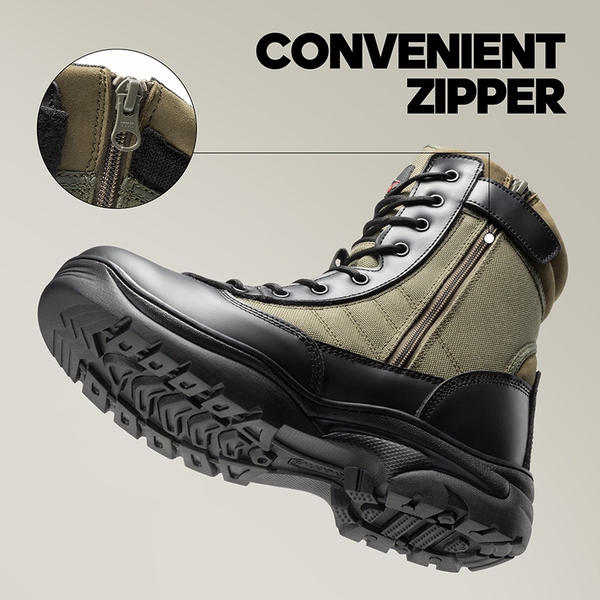 Men's Military Tactical Combat Boots - BLACK/ARMY GREEN - 1