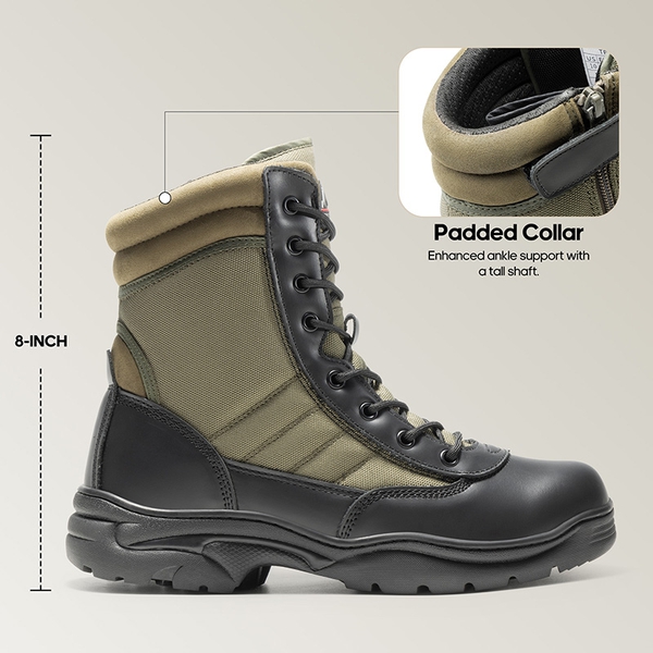 Men's Military Tactical Combat Boots - BLACK/ARMY GREEN - 4