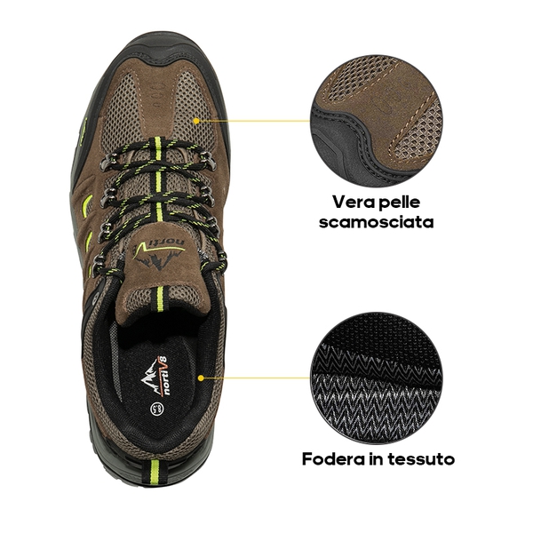 Men's Low-Top Waterproof Hiking Shoes【Wide Fit】 - BLACK/BROWN/YELLOW-SUEDE - 2
