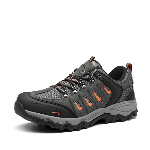 Men's Low-Top Waterproof Hiking Shoes【Wide Fit】 - BLACK/DARK GREY/ORANGE-MATTE -  0