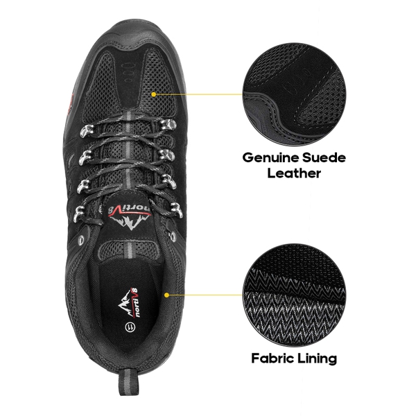 Men's Low-Top Waterproof Hiking Shoes【Wide Fit】 - BLACK-GREY - 2
