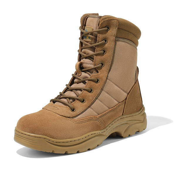 Men's Wide Military Tactical Work Boots【Wide Fit】 - BROWN-SUEDE -  0