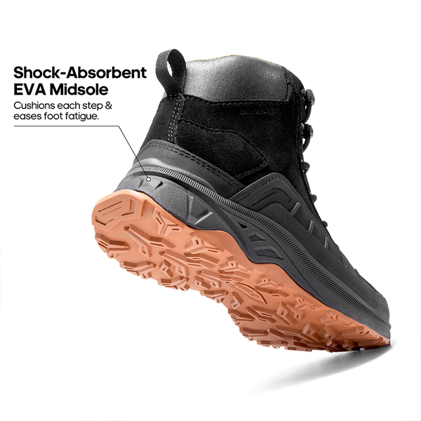 Women's Comfort Wide Non-Slip Hiking Boots - BLACK - 8
