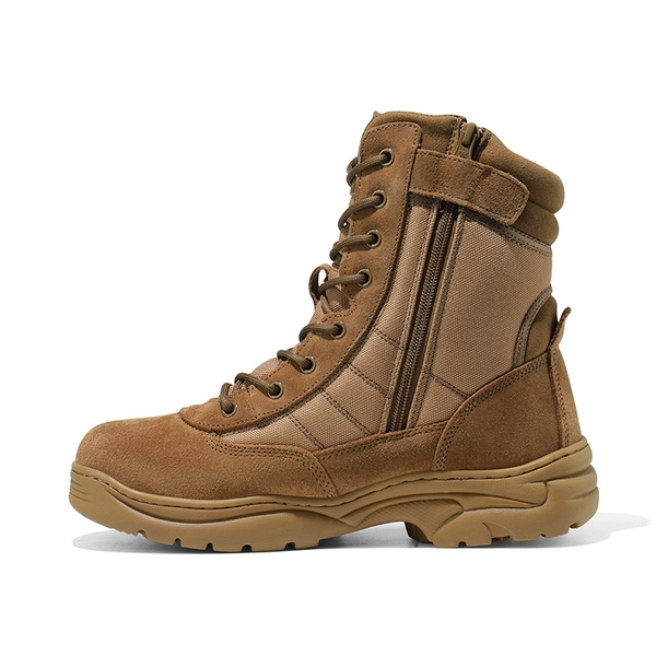 Men's Wide Military Tactical Work Boots【Wide Fit】 - BROWN-SUEDE - 1