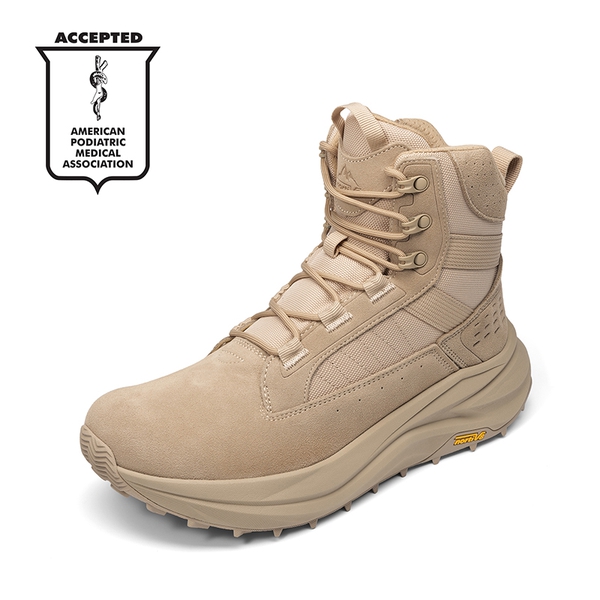Men’s Leather Wide Toe Tactical Combat Boots - SAND -  0