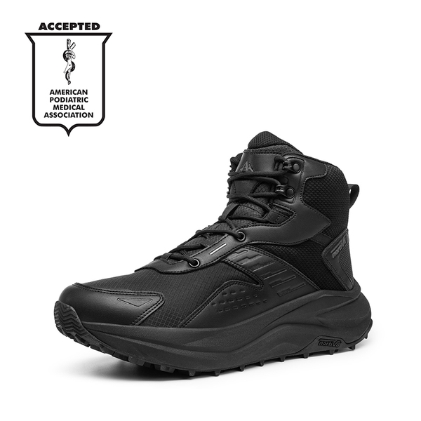 Men’s Waterproof Wide Toe Hiking Boots - BLACK -  0