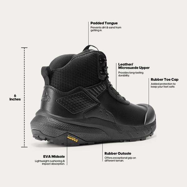 Lightweight Ankle-Support Tactical Boots 【Wide Fit】 - BLACK - 6