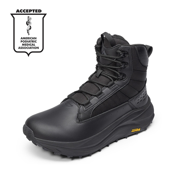 Men’s Leather Tactical Combat Boots - BLACK -  0