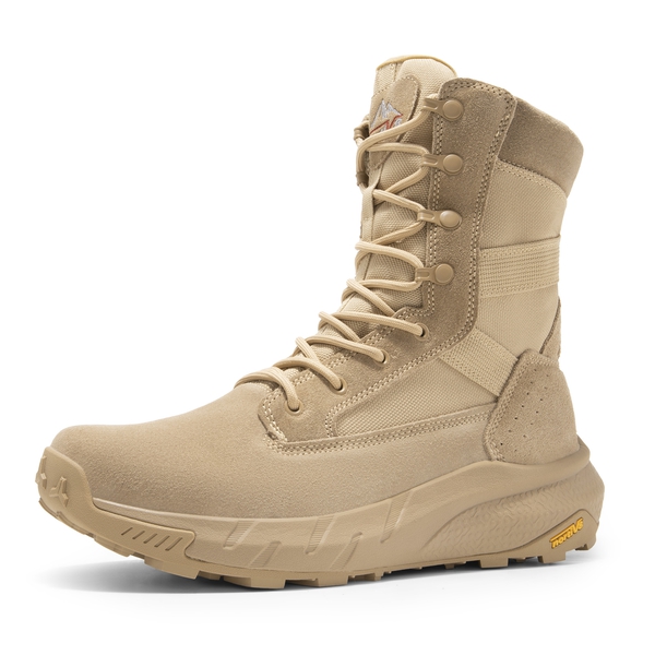 High-Top Side Zip Military Security Boots 【Wide Fit】 - SAND -  0