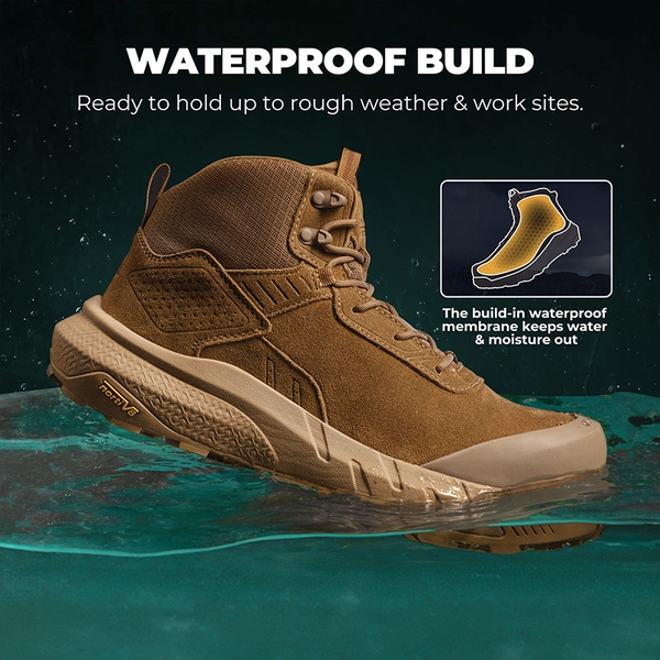 Men’s Lightweight Waterproof Work Boots【Wide Fit】 - COYOTE - 5