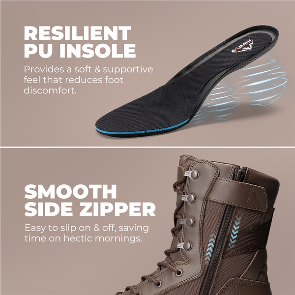 Men's Nano Composite Toe Mesh Lining Work Boots - DARK BROWN - 5