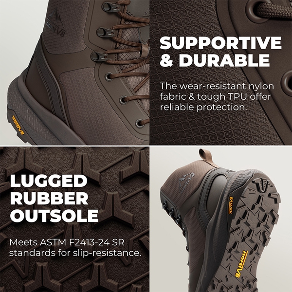 Men’s Nano Composite Toe Safety Boots【Wide Fit】 - BROWN - 4