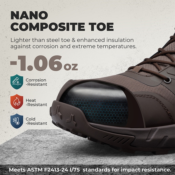 Men’s Nano Composite Toe Safety Boots【Wide Fit】 - BROWN - 3