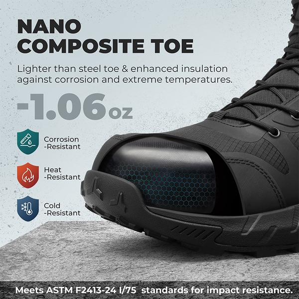 Men’s Nano Composite Toe Safety Boots【Wide Fit】 - BLACK - 3