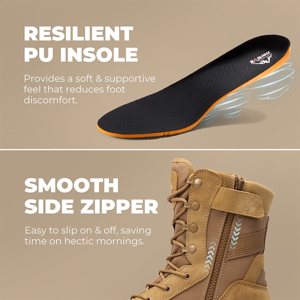 Men’s Nano Composite Toe Work Boots【Wide Fit】 - COYOTE - 5