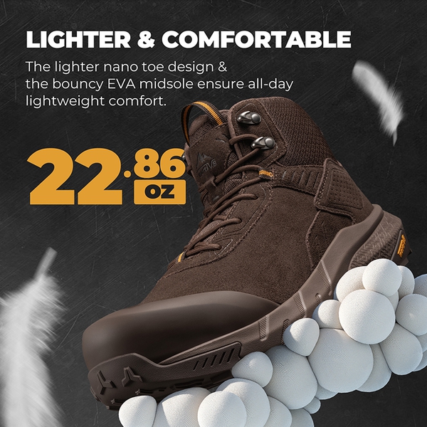 Men’s Lightweight Waterproof Work Boots【Wide Fit】 - ALL BROWN - 3