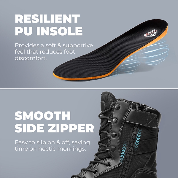 Men’s Nano Composite Toe Work Boots【Wide Fit】 - BLACK - 5