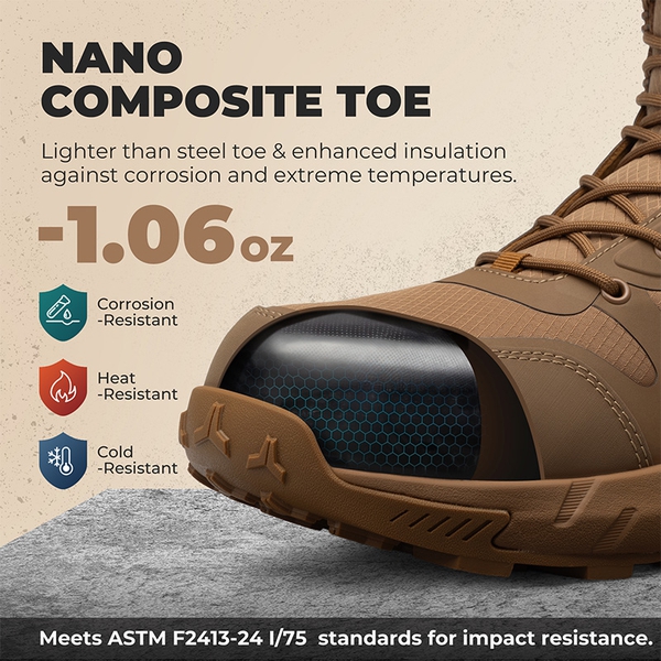 Men’s Nano Composite Toe Safety Boots【Wide Fit】 - COYOTE - 3
