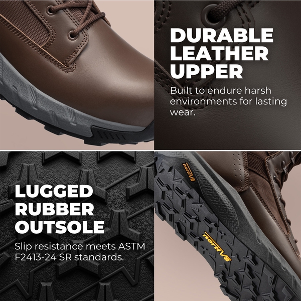 Men's Nano Composite Toe Mesh Lining Work Boots - DARK BROWN - 4