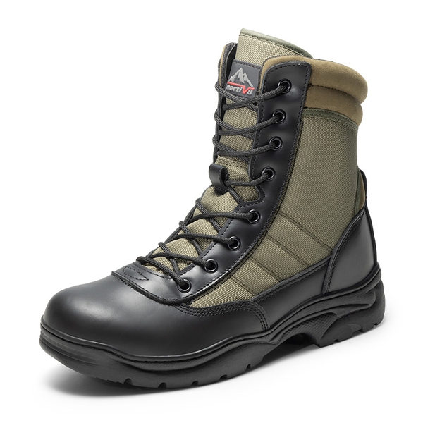 Men's Military Tactical Combat Boots - BLACK/ARMY GREEN -  0