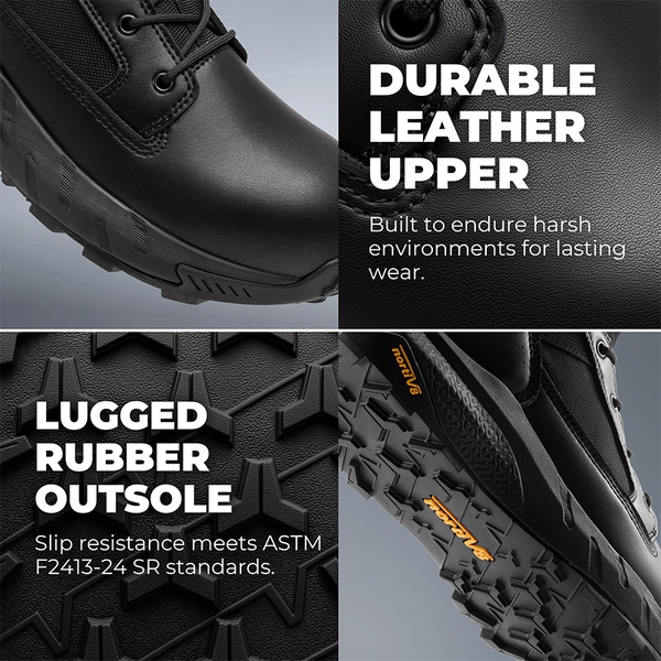 Men’s Nano Composite Toe Work Boots【Wide Fit】 - BLACK - 4