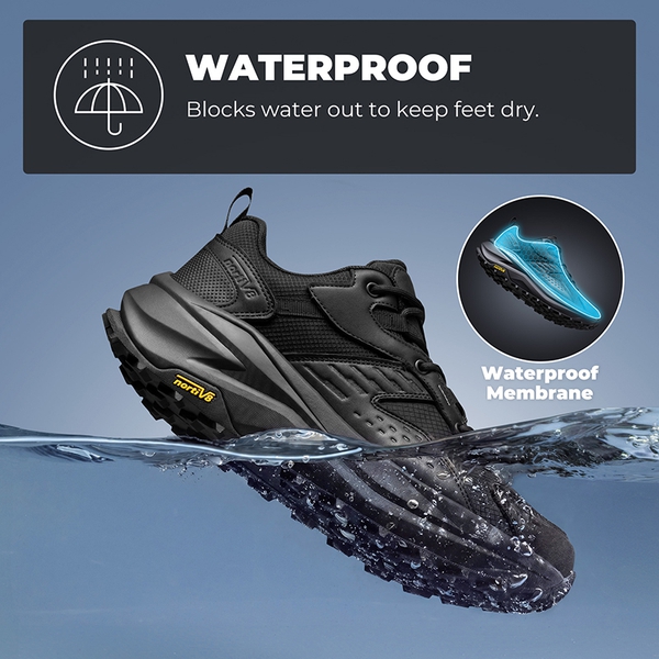 Men's Wide Toe Box Waterproof Hiking Shoes - BLACK - 3