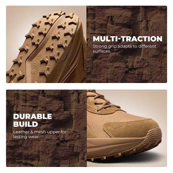Men's Wide Toe Box Waterproof Hiking Shoes - COYOTE - 5