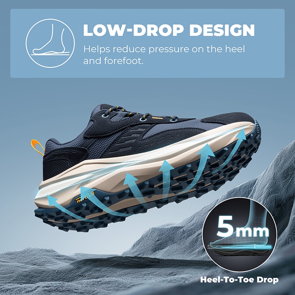 Men's Wide Toe Box Waterproof Hiking Shoes - NAVY - 2
