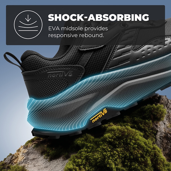 Men's Wide Toe Box Waterproof Hiking Shoes - BLACK - 4