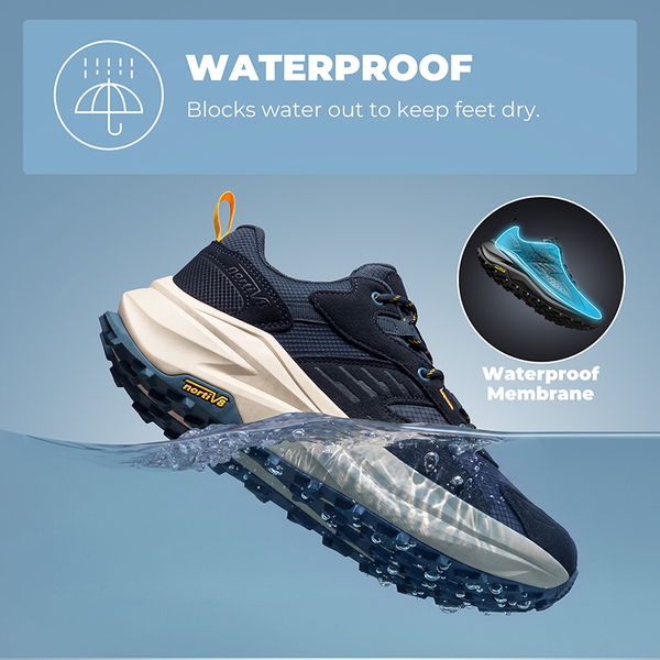 Men's Wide Toe Box Waterproof Hiking Shoes - NAVY - 3
