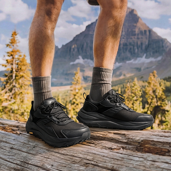 Men's Wide Toe Box Waterproof Hiking Shoes - BLACK - 6