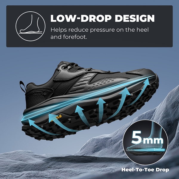 Men's Wide Toe Box Waterproof Hiking Shoes - BLACK - 2
