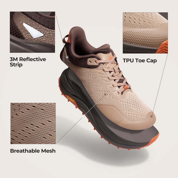 Men’s Breathable Wide Toe Non-Slip Running Shoes - BROWN - 4