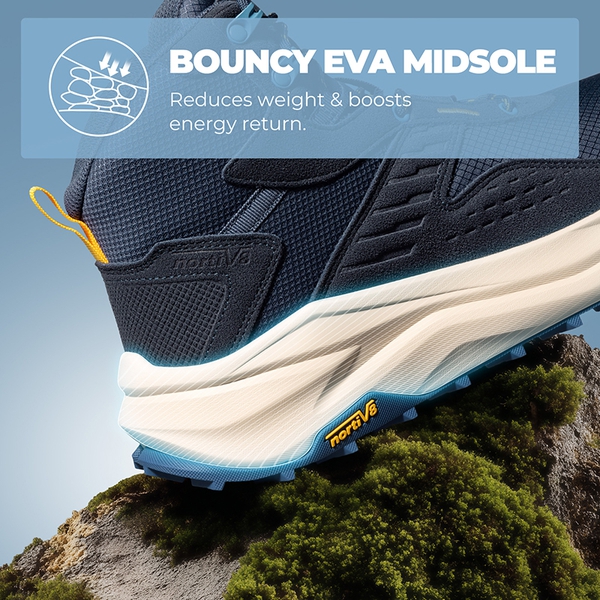 Men’s Waterproof Wide Toe Hiking Boots - NAVY - 6