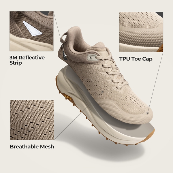 Men’s Breathable Wide Toe Non-Slip Running Shoes - KHAKI - 5