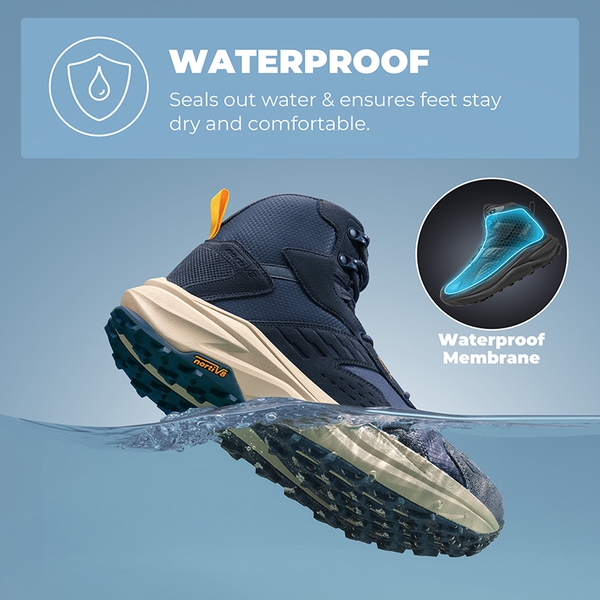 Men’s Waterproof Wide Toe Hiking Boots - NAVY - 5
