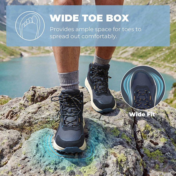 Men’s Waterproof Wide Toe Hiking Boots - NAVY - 3
