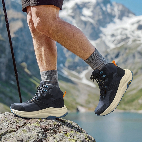 Men’s Waterproof Wide Toe Hiking Boots - NAVY - 8