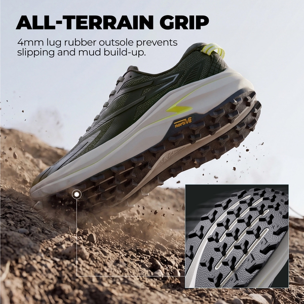 Men's Wide Toe Box Trail Running Shoes - OLIVE - 4