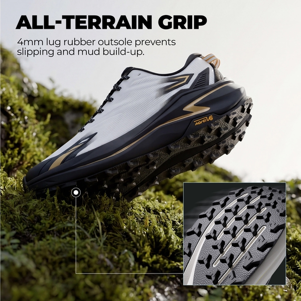 Men's Wide Toe Box Trail Running Shoes - WHITE/BLACK - 3