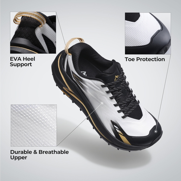 Men's Wide Toe Box Trail Running Shoes - WHITE/BLACK - 5