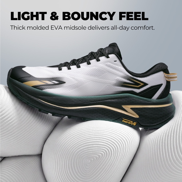 Men's Wide Toe Box Trail Running Shoes - WHITE/BLACK - 4